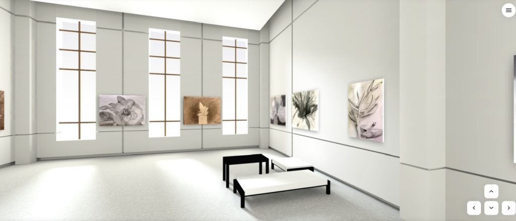 Screenshot of a 3-D, augmented art exhibition.