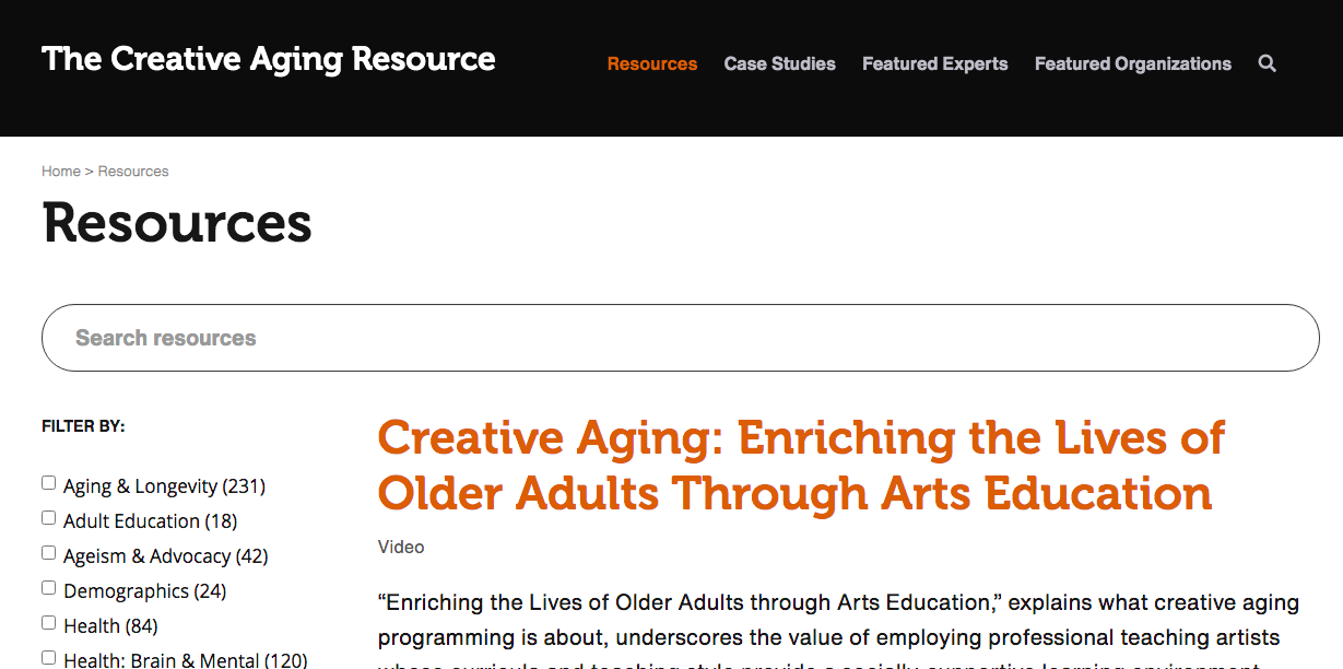 Browse Resources on the Creative Aging Resource